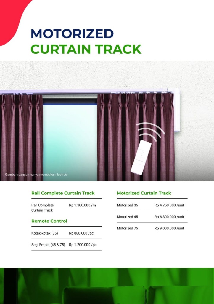 HARGA MOTORIZED ,REMOTE & CURTAIN TRACK KHUSUS GORDEN ( TANPA KAIN GORDEN)